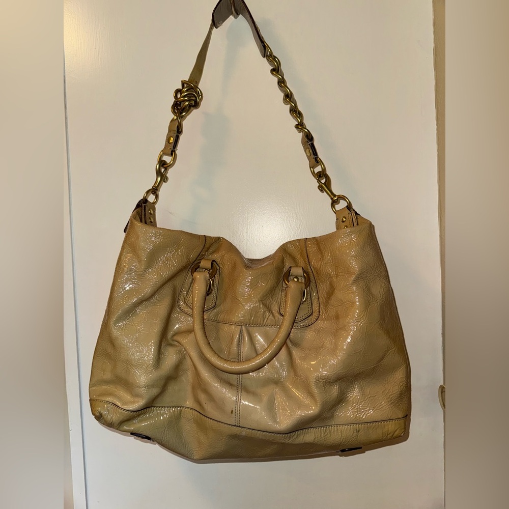Coach Tan Leather Shoulder Bag with Chain Strap